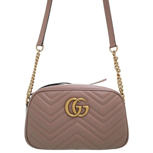 Gucci GG Marmont Quilted Small Shoulder Bag Pink Beige - Picture 1 of 4